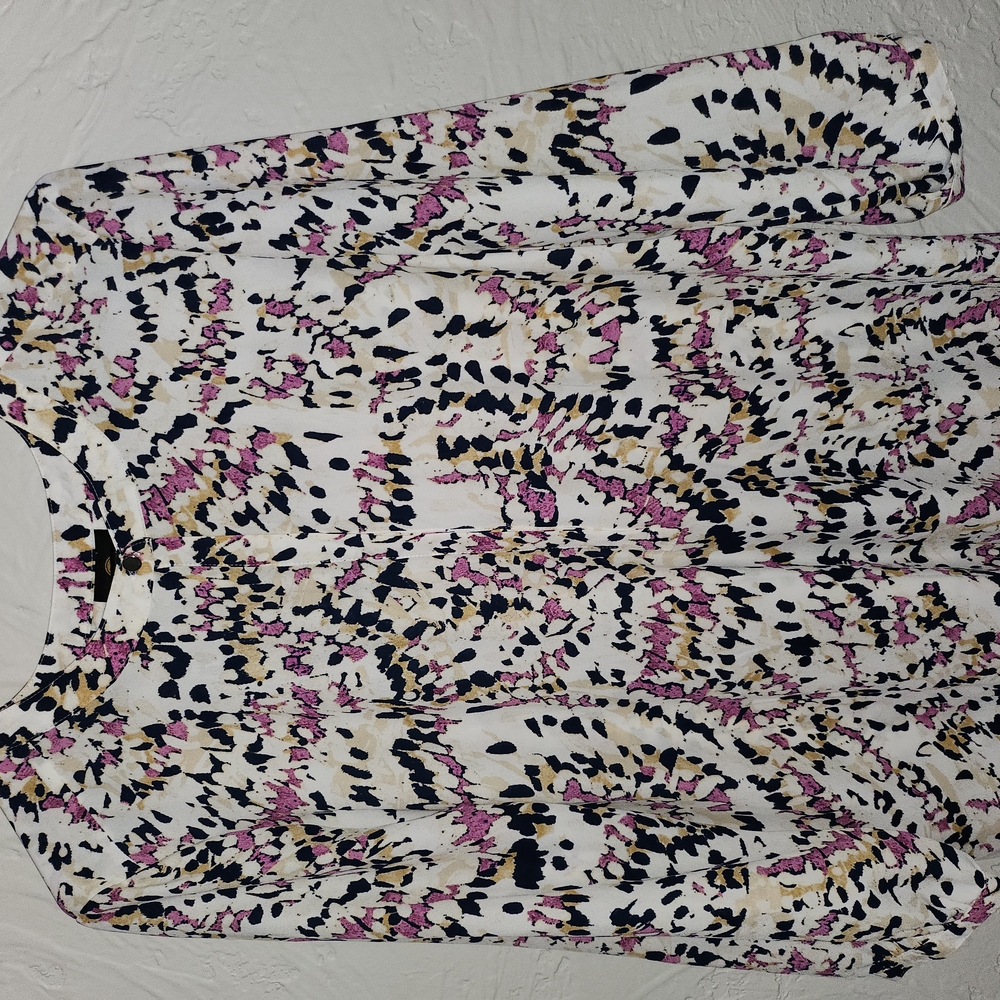 JM Collection Multicolor Abstract Blouse